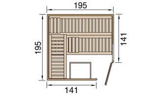 Sauna Cubilis d'angle OS 195x195cm poêle 6.8kW
