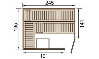 Sauna Cubilis 2 d'angle BioS 245x195cm poêle 6.8kW