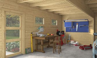 Vue intérieure Double garage bois en kit Martigues toit plat