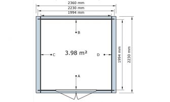 Plan au sol abri de jardin bois autoclave Marmande 5 madriers 28mm toit 2 pentes