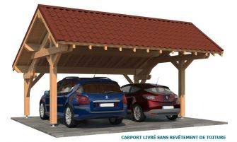 Carport 2 voitures Ixora toit asymétrique 6.30x5.41m pin Douglas