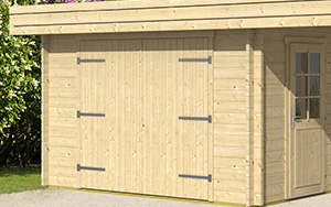 Double porte accès garage avec auvent Drome 44mm