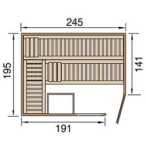 Plan sauna Cubilis 2 d'angle
